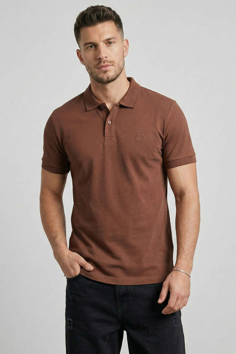 Slim Fit Yaka Düğmeli Erkek T-shirt