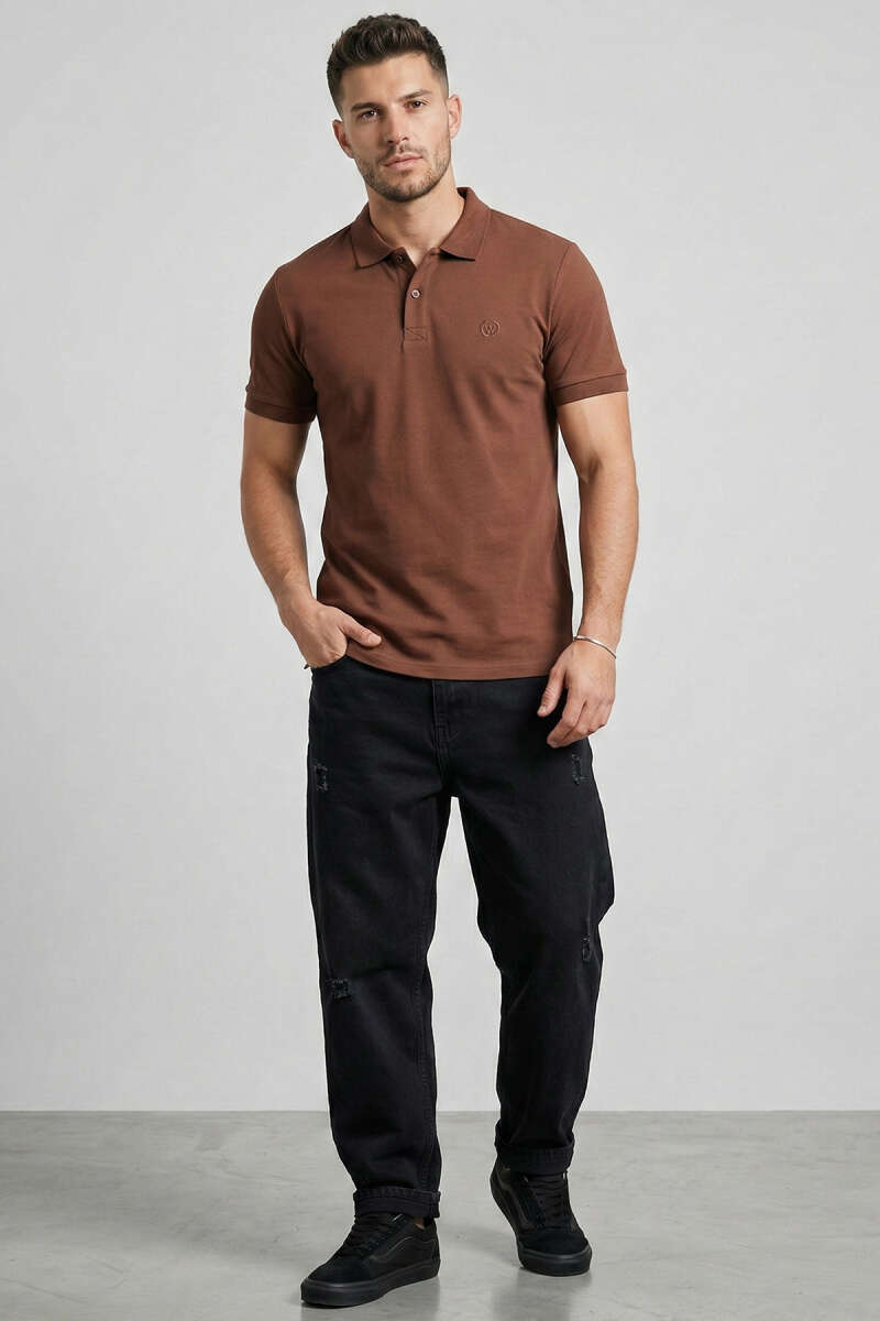 Slim Fit Yaka Düğmeli Erkek T-shirt