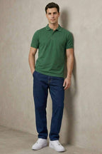 Slim Fit Yaka Düğmeli Erkek T-shirt Nefti