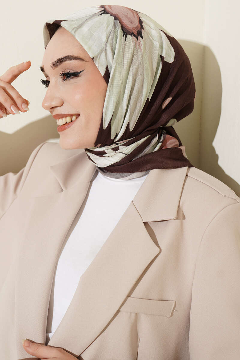 Soft Floral Baskılı Pamuklu Eşarp