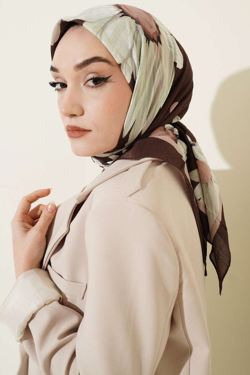 Soft Floral Baskılı Pamuklu Eşarp