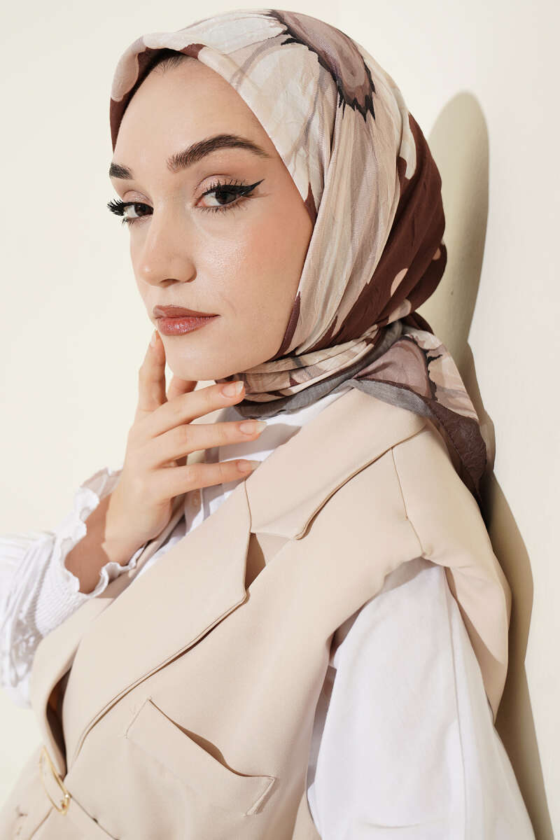 Soft Floral Baskılı Pamuklu Eşarp