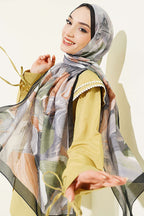 Soyut Fırça Desen Soft Şal Siyah