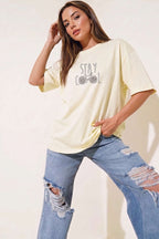 Stay Cool Baskılı T-shirt Sarı