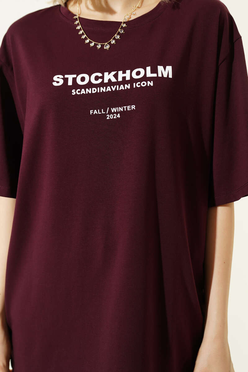 Stockholm Yazılı T-shirt