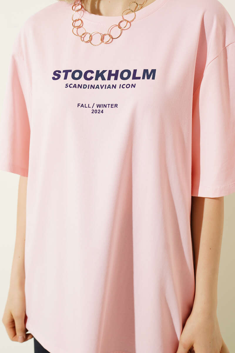 Stockholm Yazılı T-shirt