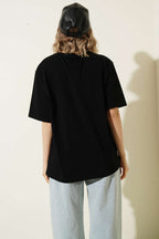 Stockholm Yazılı T-shirt Siyah