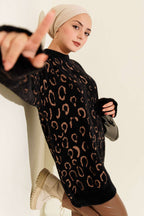 Leopar Desenli Sakallı Tunik