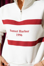 Sunset Baskılı Fermuarlı Üç İplik Sweat