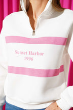 Sunset Baskılı Fermuarlı Üç İplik Sweat