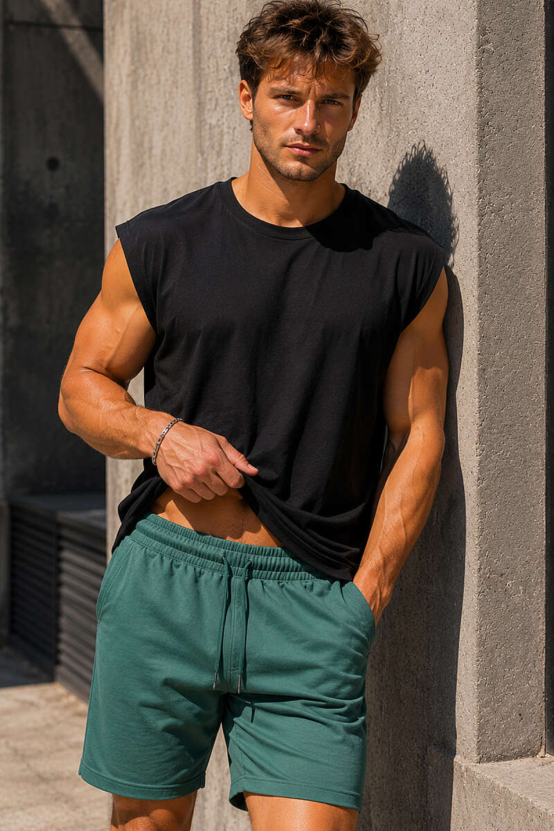 Süprem Kolsuz Erkek T-shirt Siyah