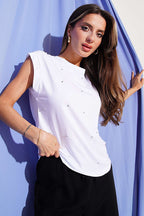 Taş Detaylı Basic T-shirt