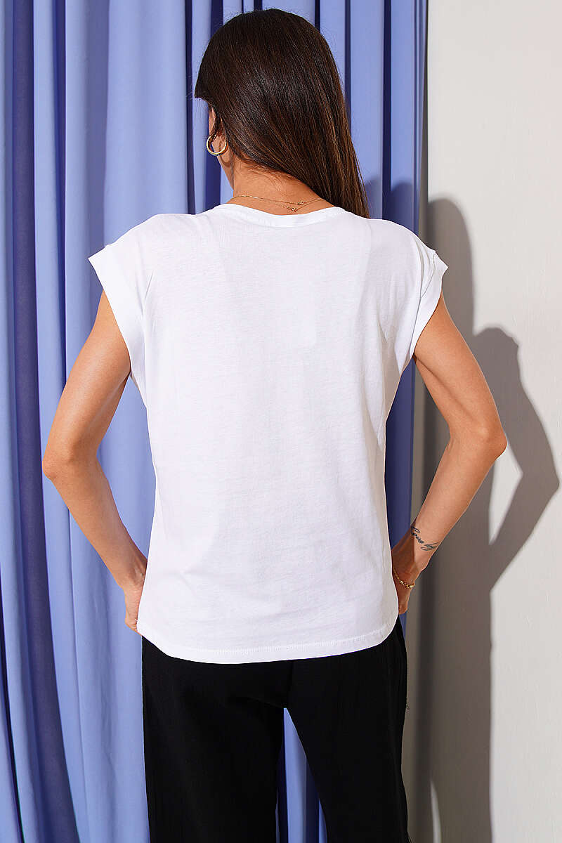 Taş Detaylı Basic T-shirt
