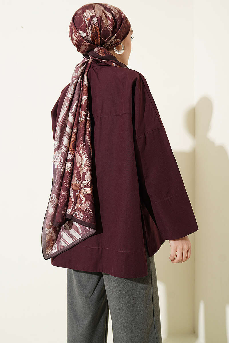 Taş Düğmeli Oversize Gömlek