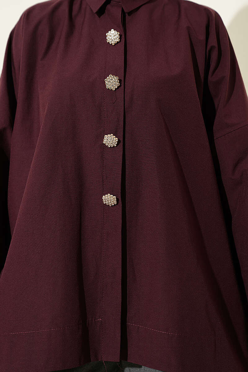 Taş Düğmeli Oversize Gömlek