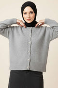 Taş Düğmeli Yumoş Triko Kısa Hırka