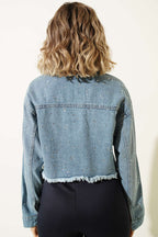 Taş Süslemeli Püsküllü  Crop Ceket