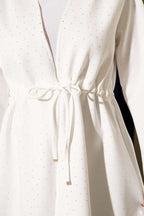 Taşlı Bel Tünelli Scuba Kimono