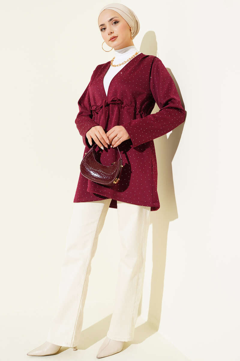 Taşlı Bel Tünelli Scuba Kimono
