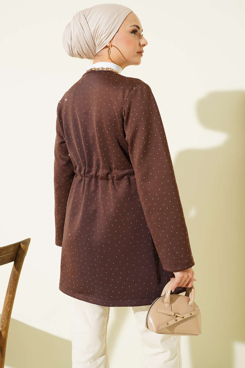 Taşlı Bel Tünelli Scuba Kimono