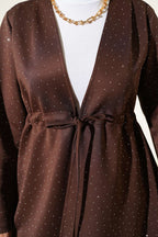 Taşlı Bel Tünelli Scuba Kimono