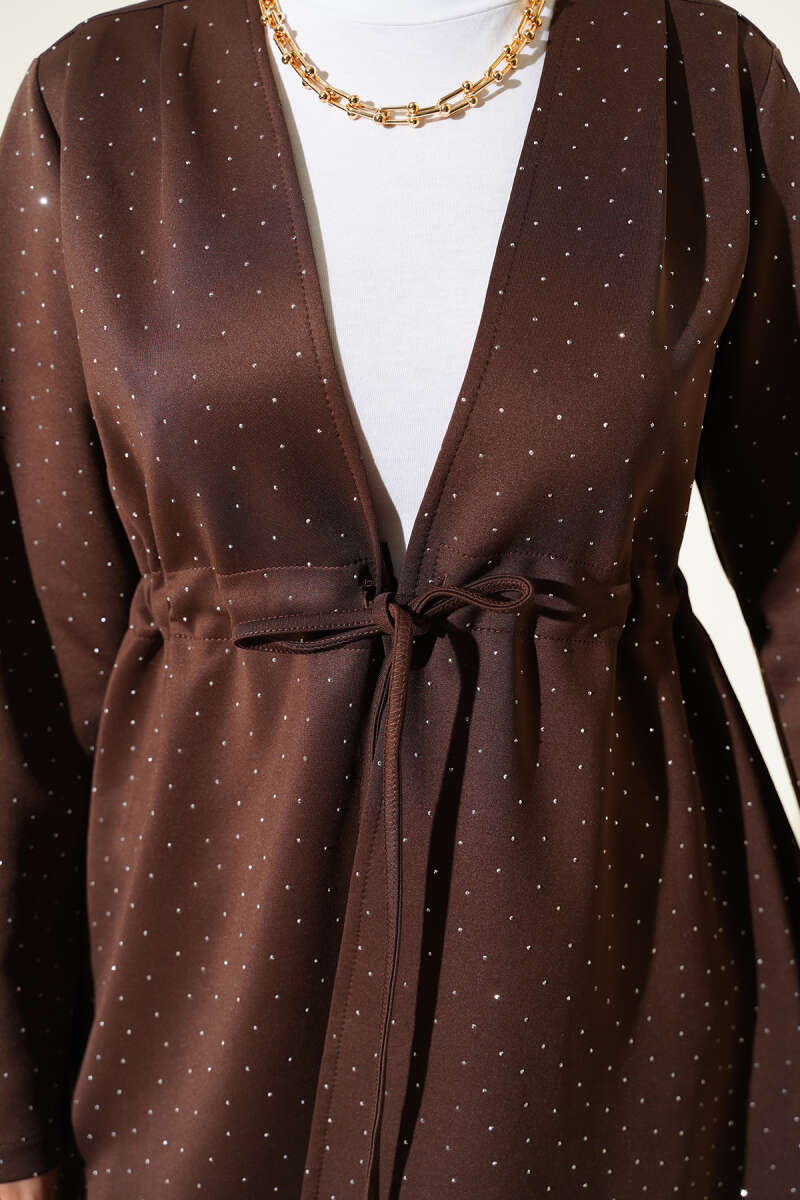 Taşlı Bel Tünelli Scuba Kimono