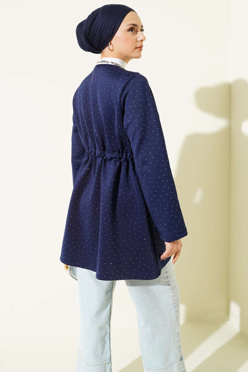Taşlı Bel Tünelli Scuba Kimono