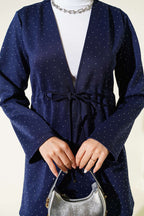 Taşlı Bel Tünelli Scuba Kimono