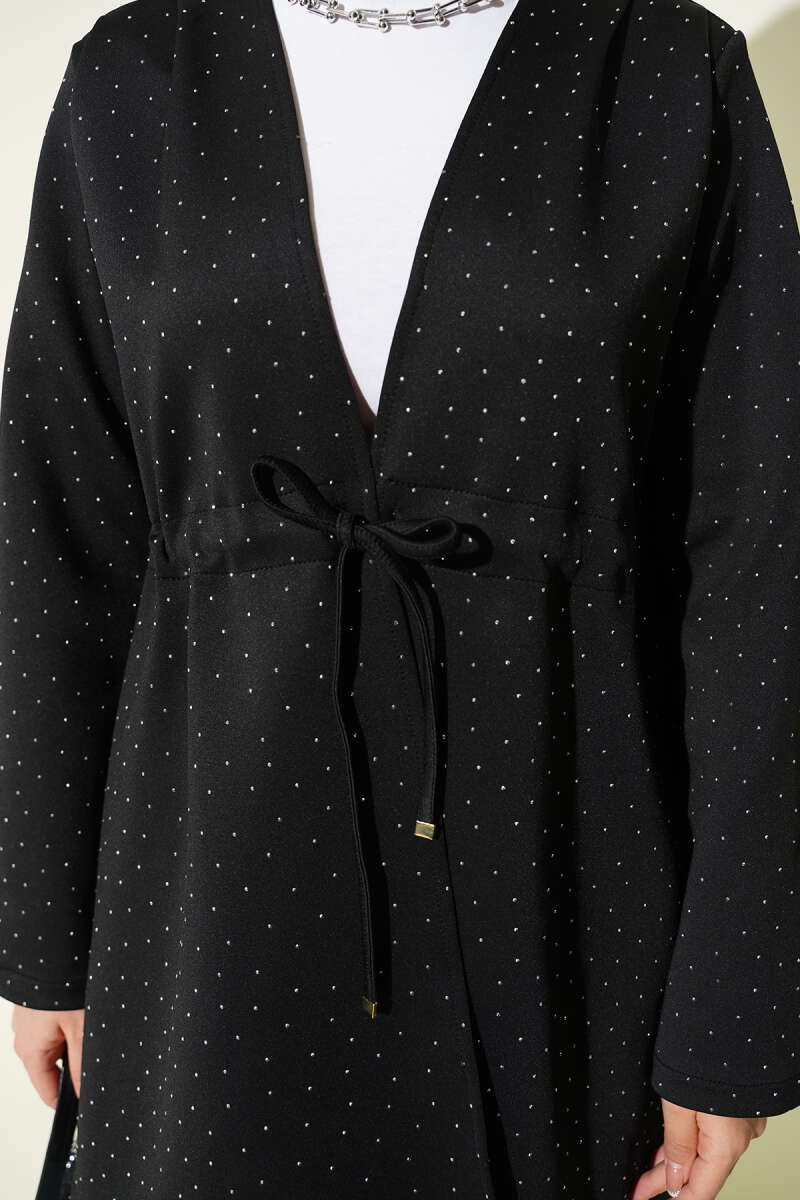 Taşlı Bel Tünelli Scuba Kimono