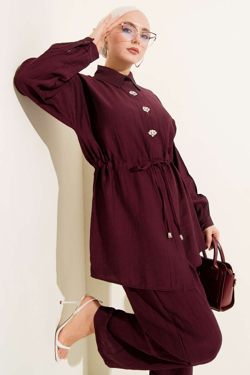 Taşlı Bel Tünelli Tunik İkili Takım