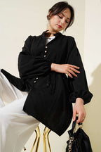 Taşlı Brit Düğmeli Terikoton Gömlek