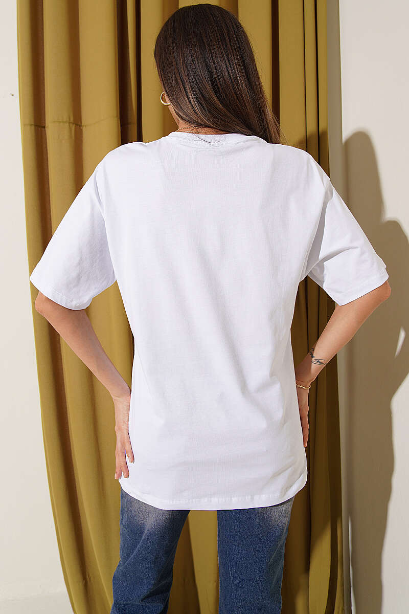 Taşlı Güpür Çiçekli T-shirt
