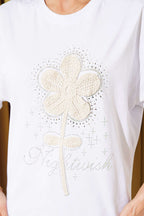 Taşlı Güpür Çiçekli T-shirt