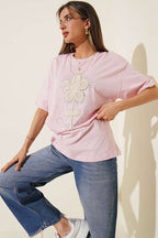 Taşlı Güpür Çiçekli T-shirt
