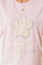 Taşlı Güpür Çiçekli T-shirt