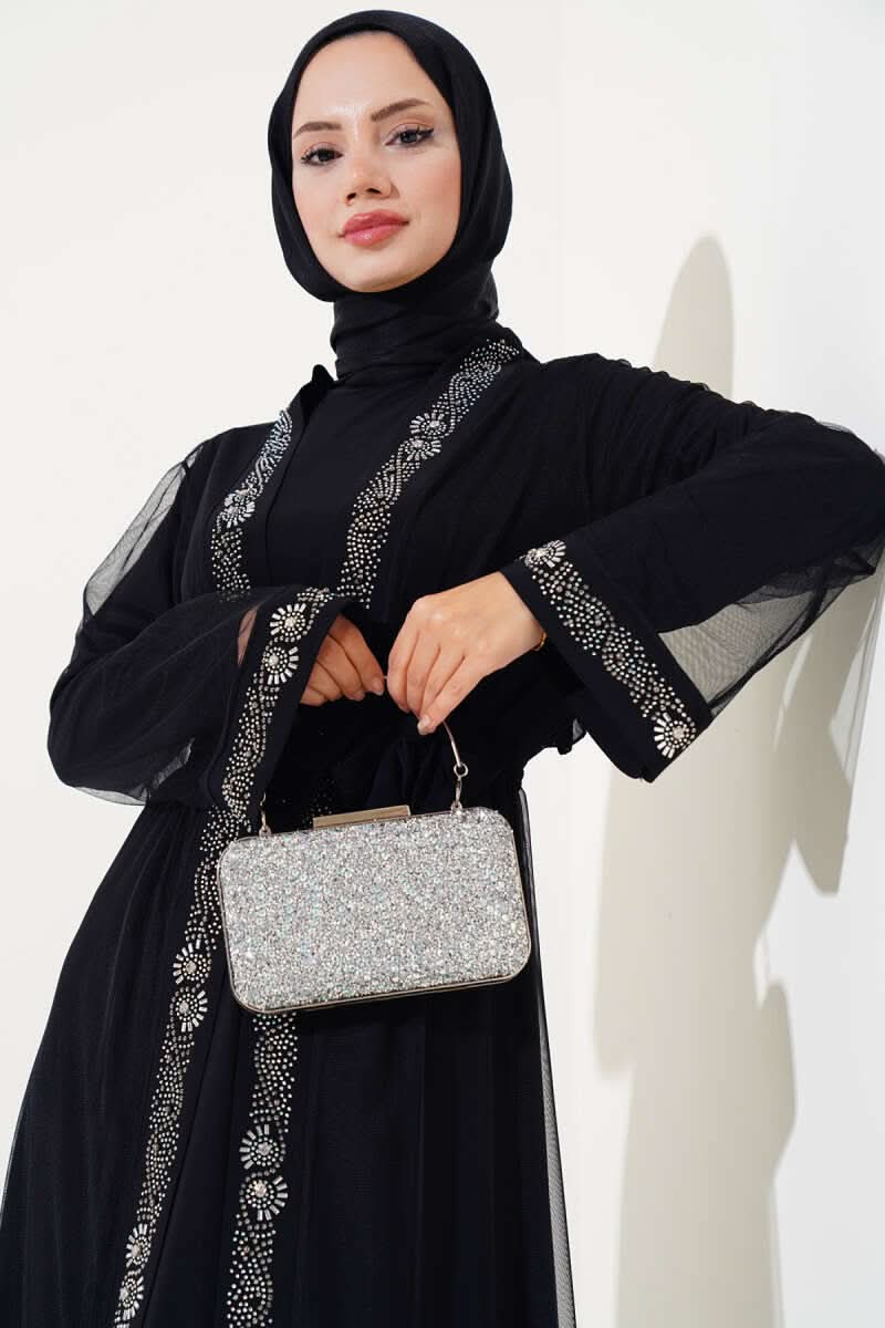 Taşlı Kuşaklı Abaya