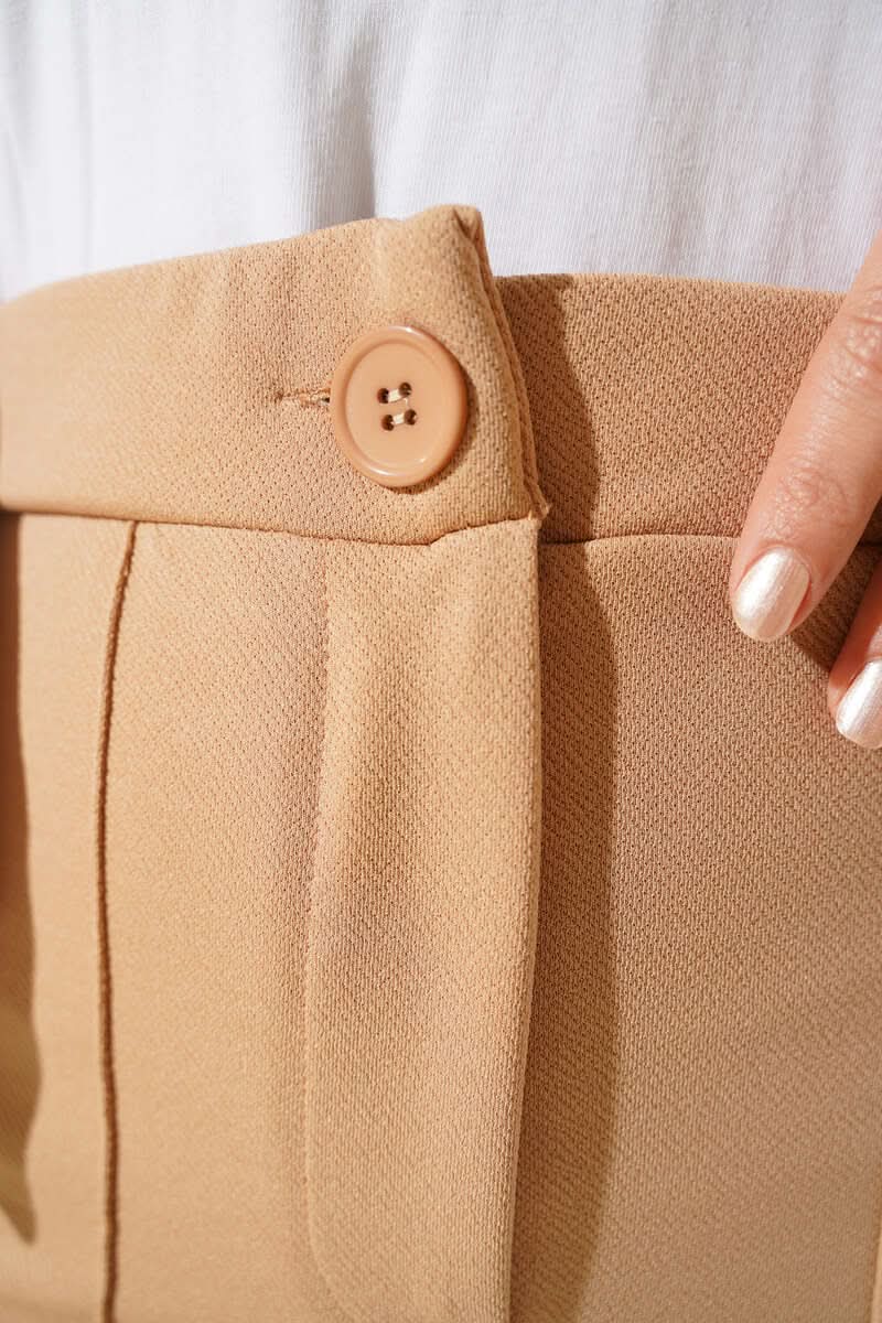 Tek Düğmeli Çımalı Pantolon