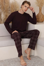 Three Button Plaid Men's Pajama Set