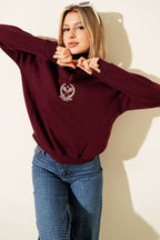 Üç İplik Dik Yaka Sweatshirt