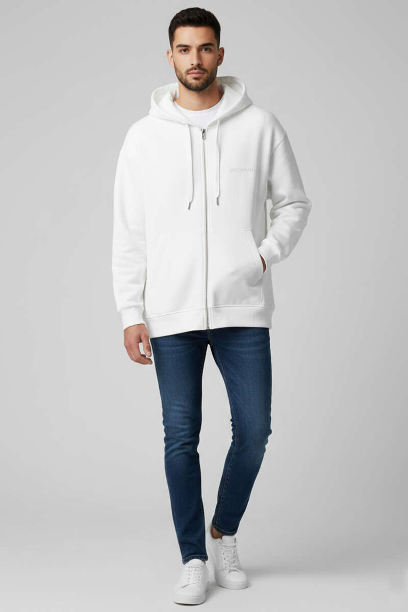 Üç İplik Fermuarlı Erkek Sweatshirt