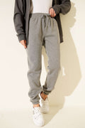 Üç İplik Lastikli Jogger Pantolon Füme