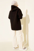 Üç İplik Yarım Çıtçıtlı Sweatshirt Acı Kahve