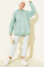 Üç İplik Yarım Çıtçıtlı Sweatshirt