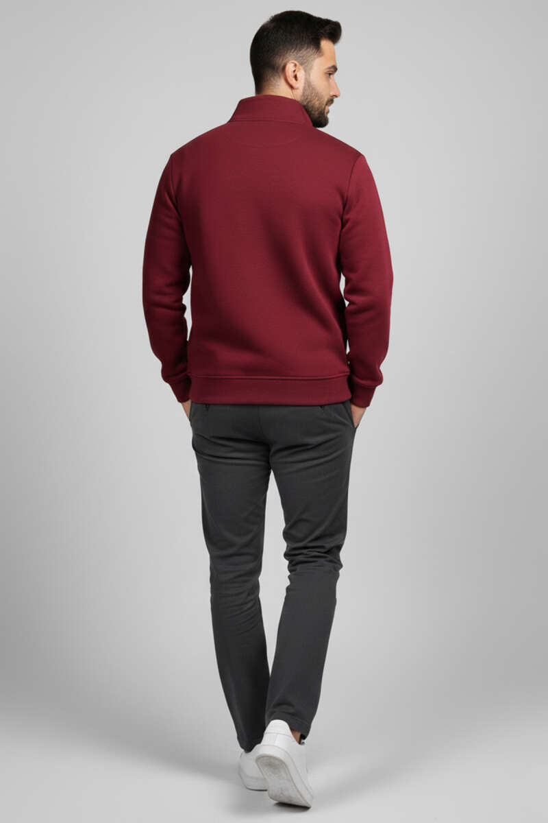 Üç İplik Yarım Fermuar Erkek Sweatshirt