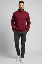 Üç İplik Yarım Fermuar Erkek Sweatshirt