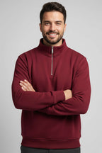 Üç İplik Yarım Fermuar Erkek Sweatshirt