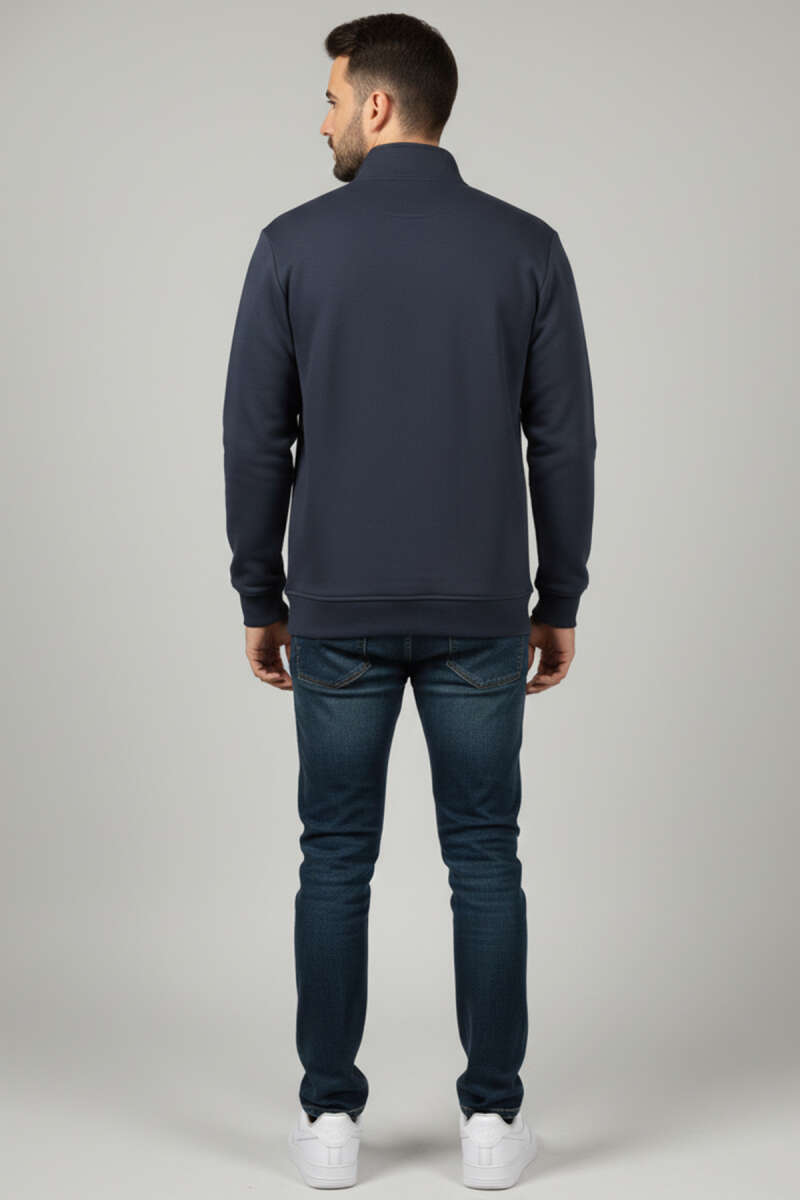 Üç İplik Yarım Fermuar Erkek Sweatshirt