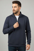 Üç İplik Yarım Fermuar Erkek Sweatshirt