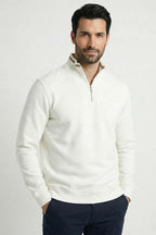 Üç İplik Yarım Fermuarlı Erkek Sweatshirt