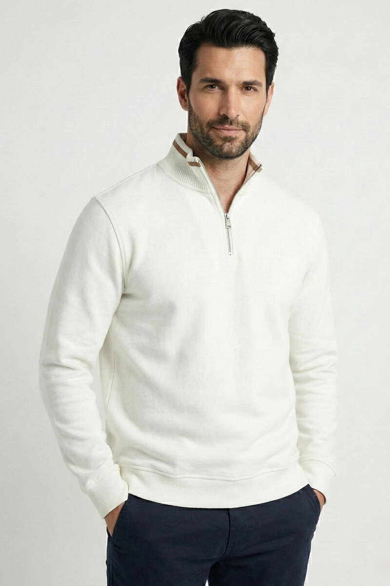 Üç İplik Yarım Fermuarlı Erkek Sweatshirt